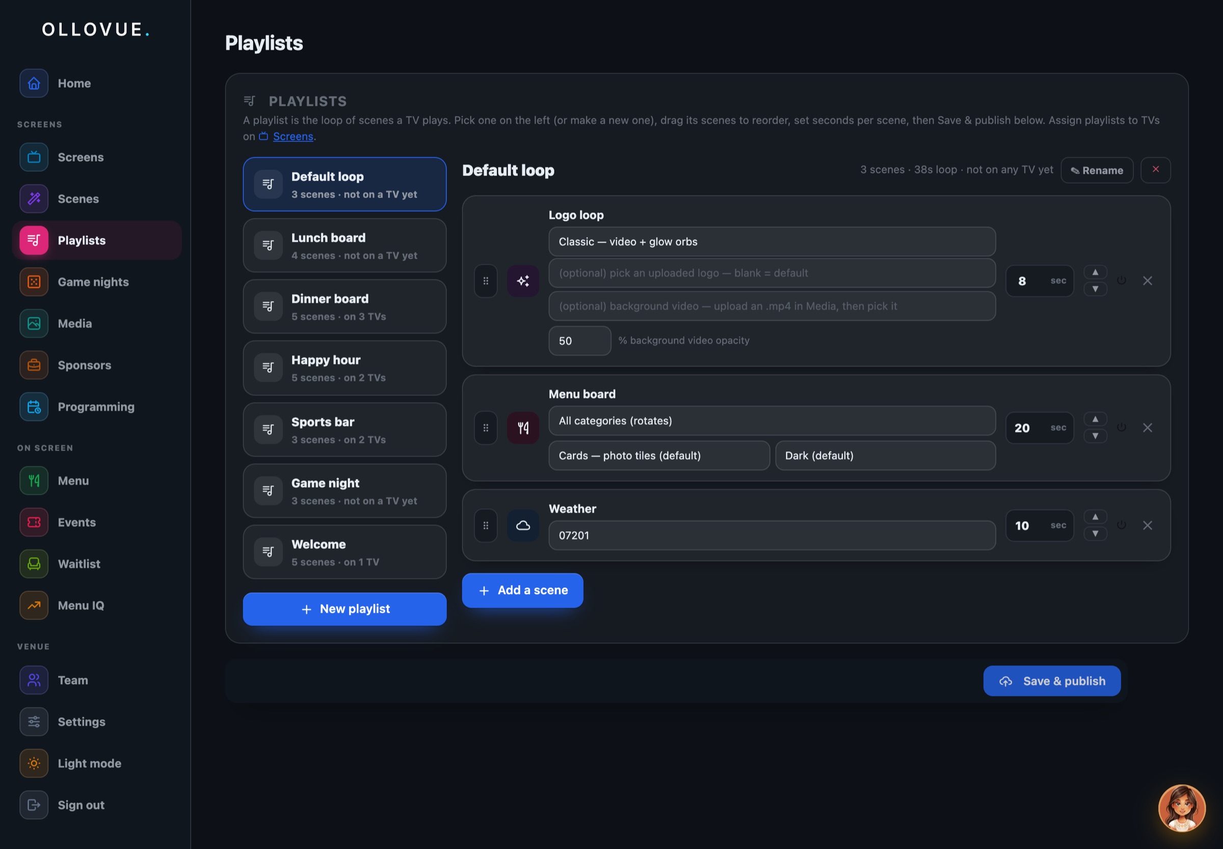 The playlist editor