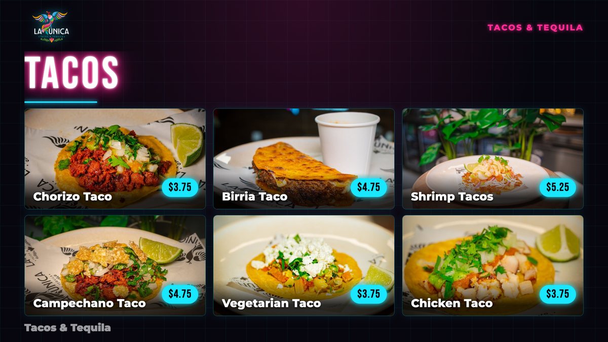 Neon menu board look