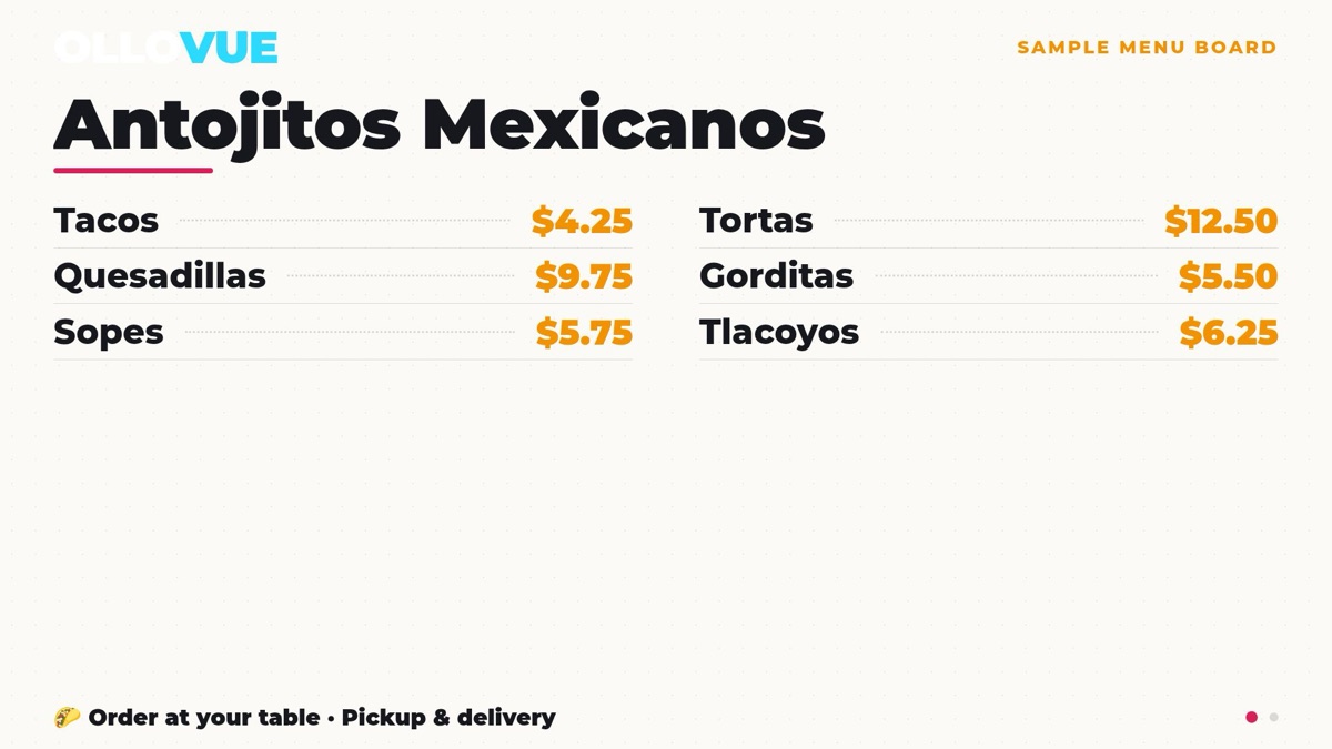 Light typographic menu look
