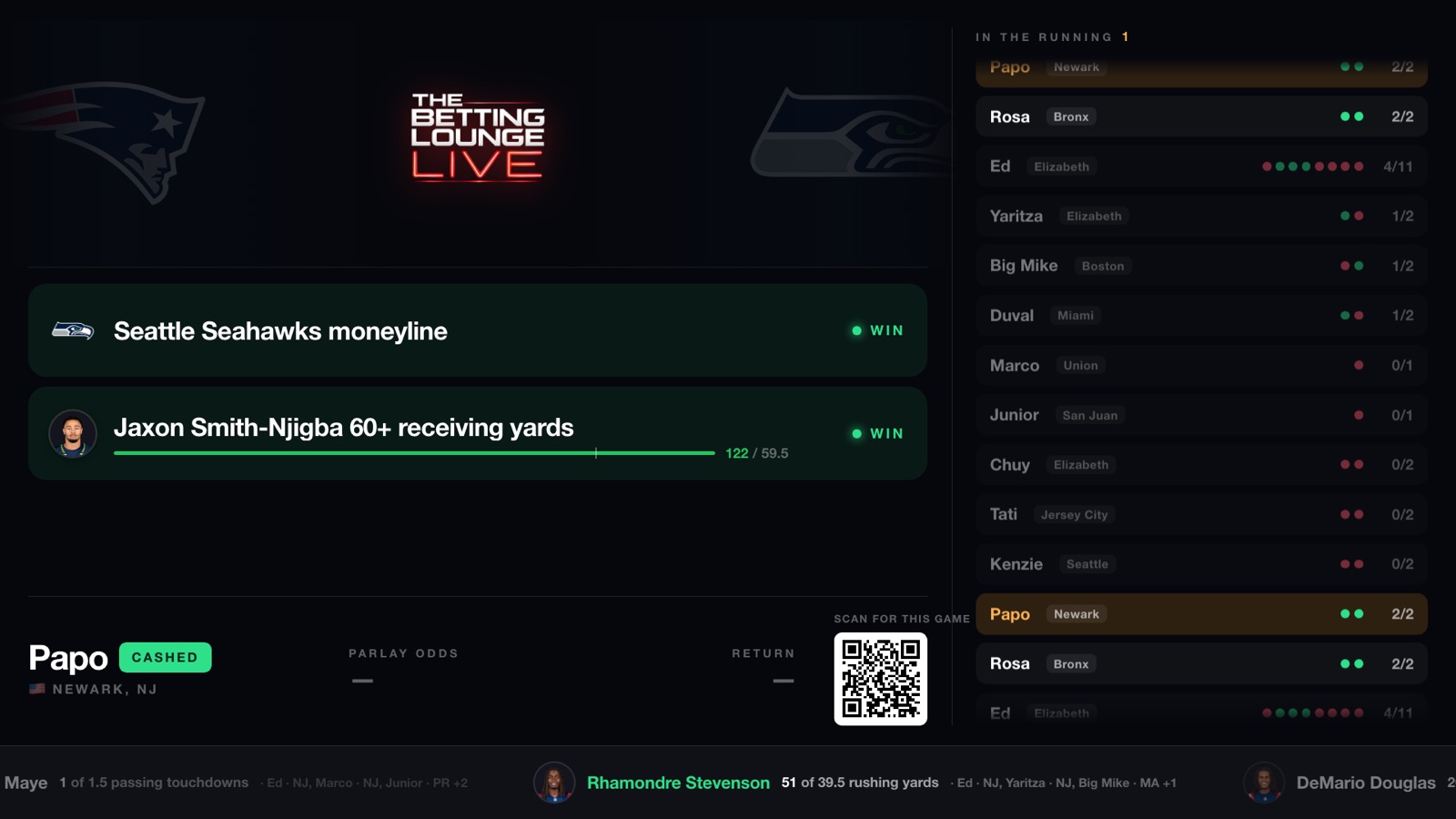 The parlay board: every slip riding one game, graded live leg by leg